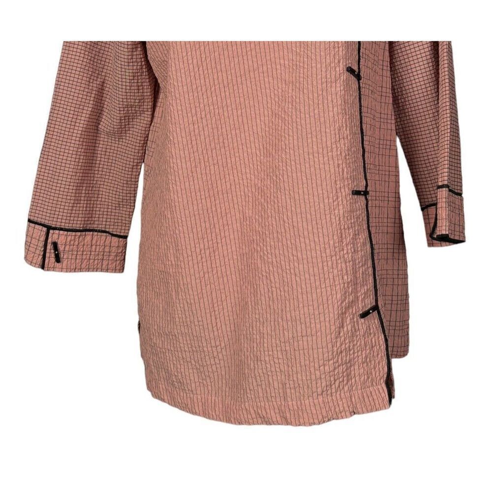 Ali Miles Tunic Size Small Pink Black 3/4 Sleeves Buttons Lagenlook Artsy Work - Picture 5 of 12